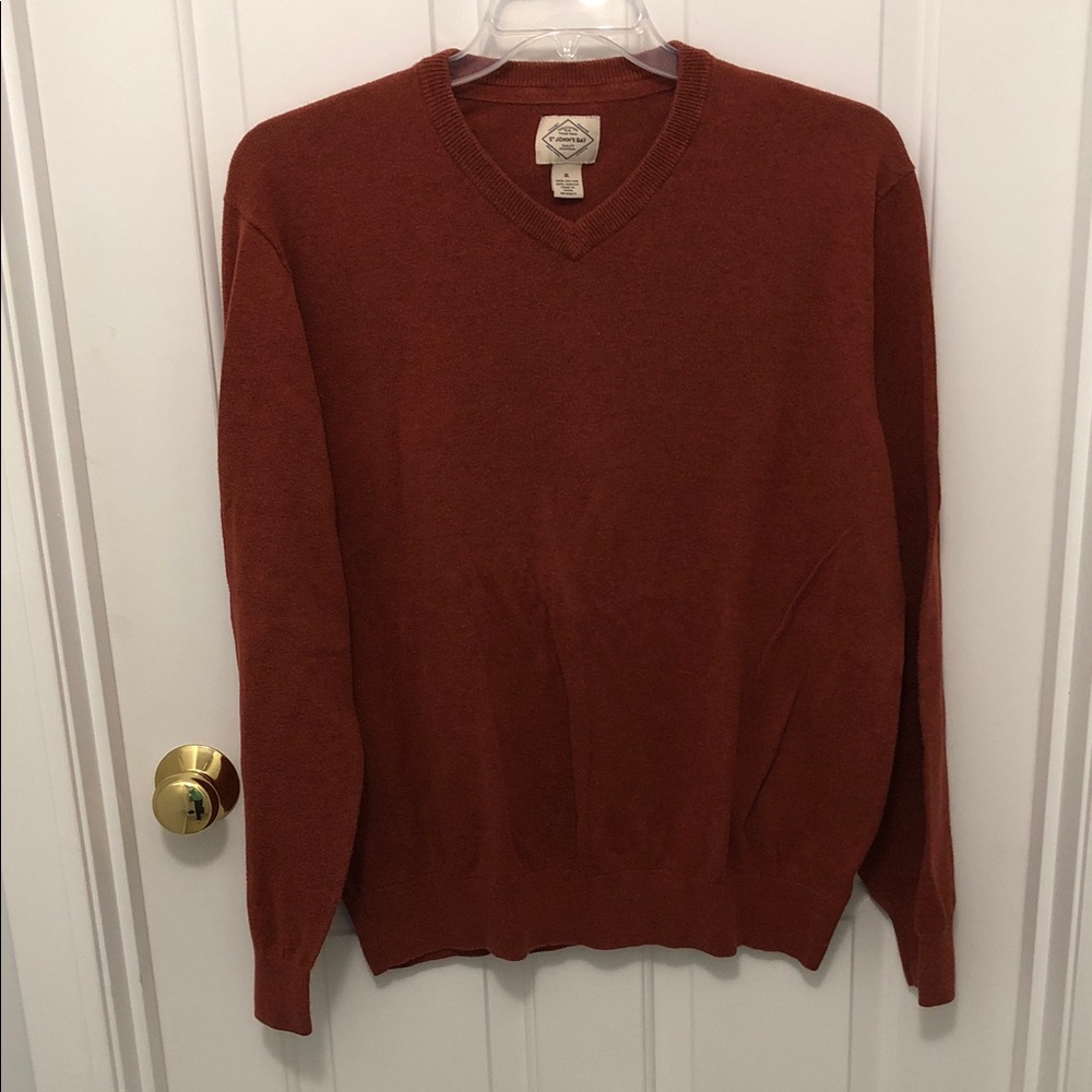 St. John's Bay Men's V-Neck Sweater in Rust